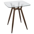 thumbnail image 1 of Clara Mid-Century Modern Square Counter Table with Walnut Metal Legs and Clear Glass Top by LumiSource, 1 of 5