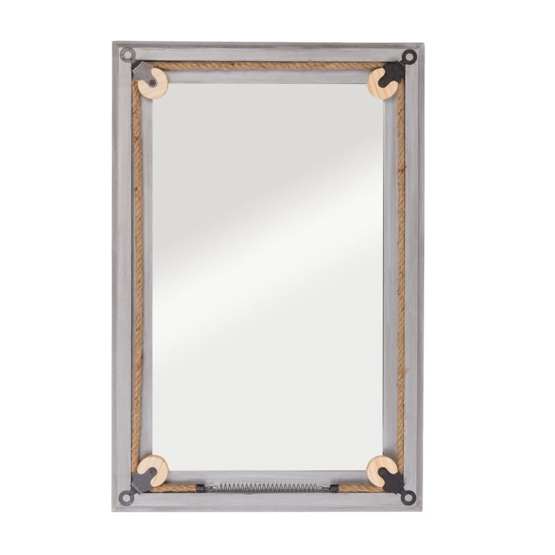 Clara Nautical Rectangular Wood Wall Mirror - Gray - 36.25"H x 24"W