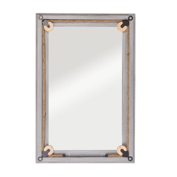 Clara Nautical Rectangular Wood Wall Mirror - Gray - 36.25"H x 24"W