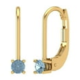 thumbnail image 1 of 14K Solid Gold Lever Back Stud Earrings for Women | 0.2 cttw Round Cut Natural Sky Blue Topaz | Yellow Gold, 1 of 4