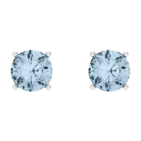 0.2 ct Screw-Back Stud Earrings for Women | 3.0mm Round Cut Natural Sky Blue Topaz | 18K White Gold