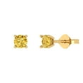 thumbnail image 1 of 0.2 ct Push-Back Stud Earrings for Women | 3.0mm Round Cut Simulated Yellow Diamond | 18K Yellow Gold, 1 of 5