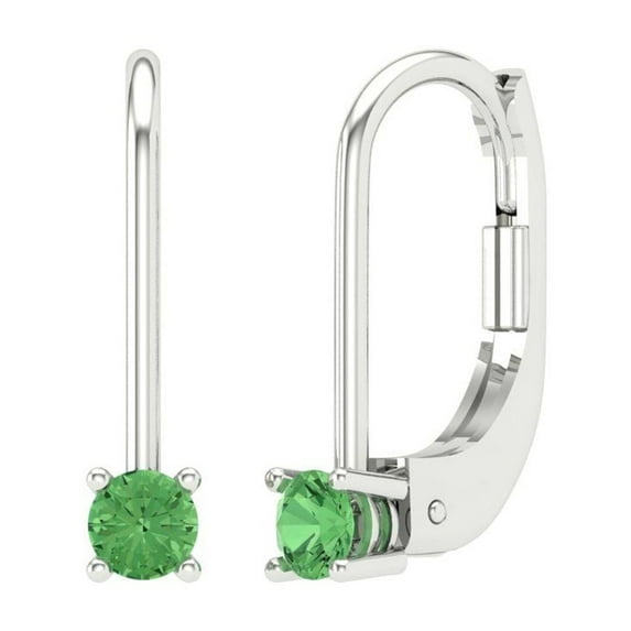 Clara Pucci 0.2Ct Green Round Cut VVS1 Lever Back Drop Dangle 18k Solid hypoallergenic Gold Designer Earrings For April