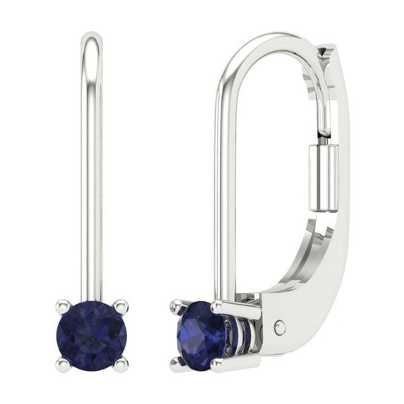 Clara Pucci 0.2Ct Blue Sapphire Round Cut VVS1 Lever Back Drop Dangle 14k Solid hypoallergenic Gold Designer Earrings For September