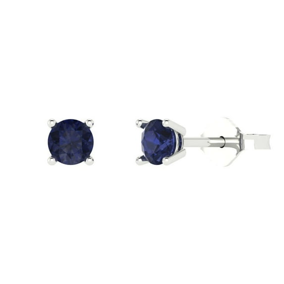 Clara Pucci 0.2Ct Blue Sapphire Round Cut VVS1 Push Back Stud 14k Solid hypoallergenic Gold Designer Earrings For September
