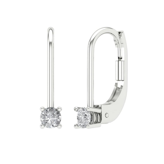 Clara Pucci 0.2Ct Clear Round Cut VVS1 Lever Back Drop Dangle 14k Solid hypoallergenic Gold Designer Earrings For April