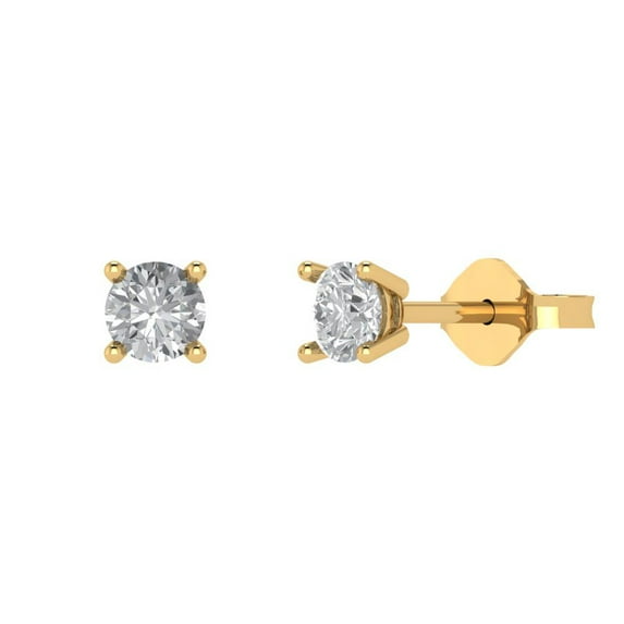 Clara Pucci 0.2Ct Clear Round Cut VVS1 Push Back Stud 14k Solid hypoallergenic Gold Designer Earrings For April