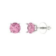 thumbnail image 1 of Clara Pucci 0.2Ct Pink Round Cut VVS1 Screw Back Stud 14k Solid hypoallergenic Gold Designer Earrings For April, 1 of 7