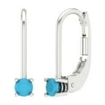 thumbnail image 1 of Clara Pucci 0.2Ct Turquoise Round Cut VVS1 Lever Back Drop Dangle 14k Solid hypoallergenic Gold Designer Earrings For December, 1 of 7