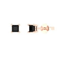 thumbnail image 1 of 14K Solid Gold Push Back Stud Earrings for Women | 0.5 cttw Princess Cut Natural Onyx | Rose Gold, 1 of 5