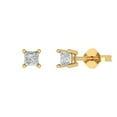 thumbnail image 1 of 14K Solid Gold Push Back Stud Earrings for Women | 0.5 cttw Princess Cut Simulated Diamond | Yellow Gold, 1 of 5