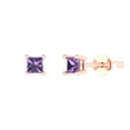 thumbnail image 1 of 0.5 ct Push-Back Stud Earrings for Women | 3.5mm Princess Cut Simulated Alexandrite | 18K Rose Gold, 1 of 5