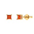 thumbnail image 1 of 14K Solid Gold Push Back Stud Earrings for Women | 0.5 cttw Princess Cut Simulated Red Diamond | Yellow Gold, 1 of 5