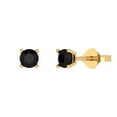 thumbnail image 1 of 14K Solid Gold Push Back Stud Earrings for Women | 0.5 cttw Round Cut Natural Onyx | Yellow Gold, 1 of 5