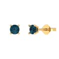thumbnail image 1 of 14K Solid Gold Push Back Stud Earrings for Women | 0.5 cttw Round Cut Natural London Blue Topaz | Yellow Gold, 1 of 5