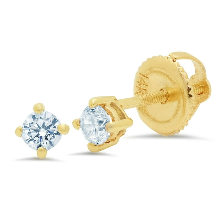 Clara Pucci 0.5 ct Brilliant Round Cut Solitaire Studs VVS1