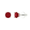 thumbnail image 1 of Clara Pucci 0.5 ct Brilliant Round Cut Solitaire Studs VVS1 Genuine Conflict free Red Ruby Solid 14K White Gold Designer Everyday Earrings Screw back, 1 of 5