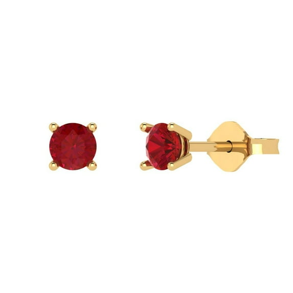 Clara Pucci 0.5 ct Brilliant Round Cut Solitaire Studs VVS1 Genuine Conflict free Red Ruby Solid 18K Yellow Gold Designer Everyday Earrings Push Back