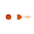 thumbnail image 1 of 14K Solid Gold Push Back Stud Earrings for Women | 0.5 cttw Round Cut Simulated Red Diamond | Rose Gold, 1 of 5