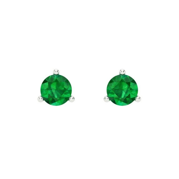 Clara Pucci 0.5 ct Brilliant Round Cut Studs VVS1 Genuine Conflict free Green Emerald Solid 14K White Gold Designer Everyday Earrings Screw back