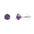 thumbnail image 1 of Clara Pucci 0.5 ct Brilliant Round Cut Studs VVS1 Genuine Conflict free Purple Alexandrite Solid 14K White Gold Designer Everyday Earrings Screw back, 1 of 5