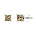 thumbnail image 1 of Clara Pucci 0.5Ct Champagne Princess Cut VVS1 Screw Back Stud 14k Solid hypoallergenic Gold Designer Earrings For April, 1 of 7