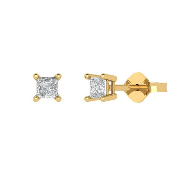 Clara Pucci 0.5Ct Clear Princess Cut VVS1 Push Back Stud 14k Solid hypoallergenic Gold Designer Earrings For April