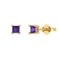 thumbnail image 1 of Clara Pucci 0.5Ct Natural Amethyst Princess Cut VVS1 Push Back Stud 18k Solid hypoallergenic Gold Designer Earrings For February, 1 of 7