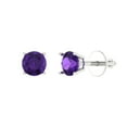 thumbnail image 1 of Clara Pucci 0.5Ct Natural Amethyst Round Cut VVS1 Screw Back Stud 14k Solid hypoallergenic Gold Designer Earrings For February, 1 of 7