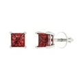 thumbnail image 1 of Clara Pucci 0.5Ct Natural Garnet Princess Cut VVS1 Screw Back Stud 18k Solid hypoallergenic Gold Designer Earrings For January, 1 of 7