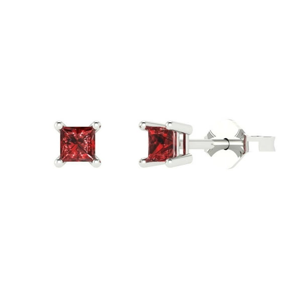 Clara Pucci 0.5Ct Natural Garnet Princess Cut VVS1 Push Back Stud 18k Solid hypoallergenic Gold Designer Earrings For January