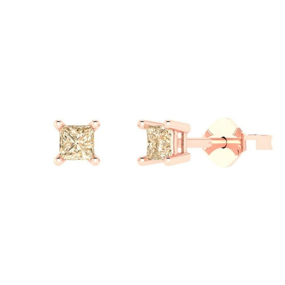 Clara Pucci 0.5Ct Natural Morganite Princess Cut VVS1 Push Back Stud 14k Solid hypoallergenic Gold Designer Earrings For February
