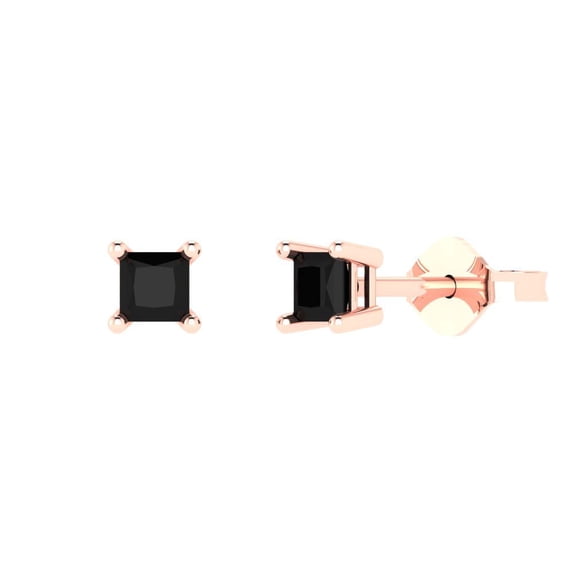 Clara Pucci 0.5Ct Natural Onyx Princess Cut VVS1 Push Back Stud 14k Solid hypoallergenic Gold Designer Earrings For July