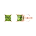 thumbnail image 1 of Clara Pucci 0.5Ct Natural Peridot Princess Cut VVS1 Screw Back Stud 18k Solid hypoallergenic Gold Designer Earrings For August, 1 of 7