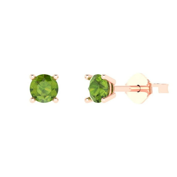 Clara Pucci 0.5Ct Natural Peridot Round Cut VVS1 Push Back Stud 14k Solid hypoallergenic Gold Designer Earrings For August
