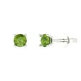 thumbnail image 1 of Clara Pucci 0.5Ct Natural Peridot Round Cut VVS1 Push Back Stud 18k Solid hypoallergenic Gold Designer Earrings For August, 1 of 7