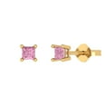 thumbnail image 1 of Clara Pucci 0.5Ct Pink Princess Cut VVS1 Push Back Stud 14k Solid hypoallergenic Gold Designer Earrings For April, 1 of 7