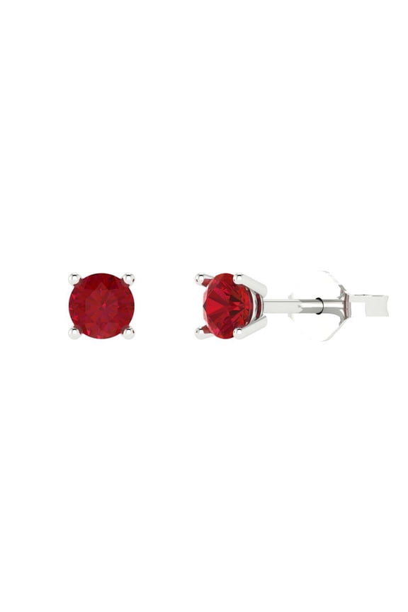 0.5Ct Ruby Round Cut VVS1 Push Back Stud 14k Solid hypoallergenic Gold Designer Earrings For July
