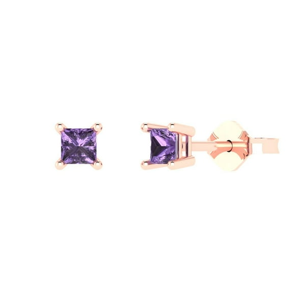 Clara Pucci 0.5Ct Alexandrite Princess Cut VVS1 Push Back Stud 18k Solid hypoallergenic Gold Designer Earrings For June