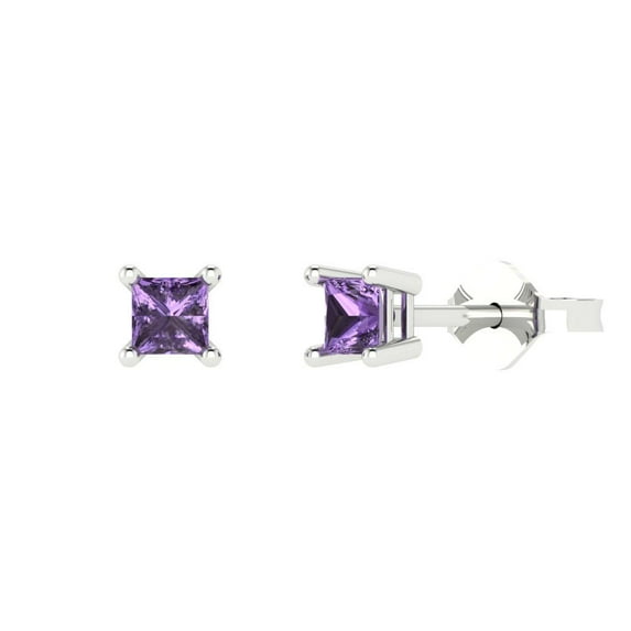 Clara Pucci 0.5Ct Alexandrite Princess Cut VVS1 Push Back Stud 18k Solid hypoallergenic Gold Designer Earrings For June