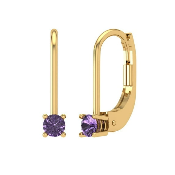 Clara Pucci 0.5Ct Alexandrite Round Cut VVS1 Lever Back Drop Dangle 14k Solid hypoallergenic Gold Designer Earrings For June