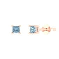 thumbnail image 1 of Clara Pucci 0.5Ct Blue Princess Cut VVS1 Push Back Stud 18k Solid hypoallergenic Gold Designer Earrings For April, 1 of 7