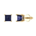 thumbnail image 1 of Clara Pucci 0.5Ct Blue Sapphire Princess Cut VVS1 Screw Back Stud 18k Solid hypoallergenic Gold Designer Earrings For September, 1 of 7