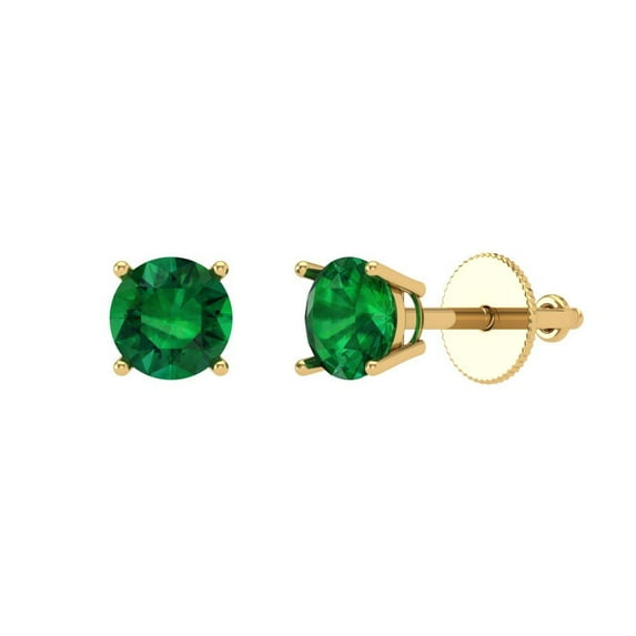 Clara Pucci 0.5Ct Emerald Round Cut VVS1 Screw Back Stud 14k Solid hypoallergenic Gold Designer Earrings For May