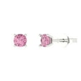 thumbnail image 1 of Clara Pucci 0.5Ct Pink Round Cut VVS1 Push Back Stud 14k Solid hypoallergenic Gold Designer Earrings For April, 1 of 7