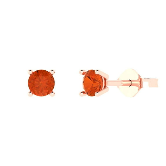 Clara Pucci 0.5Ct Red Round Cut VVS1 Push Back Stud 14k Solid hypoallergenic Gold Designer Earrings For April