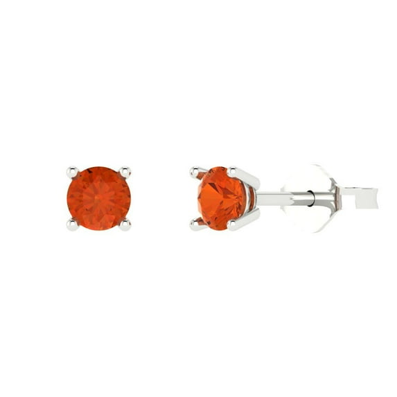 Clara Pucci 0.5Ct Red Round Cut VVS1 Push Back Stud 18k Solid hypoallergenic Gold Designer Earrings For April