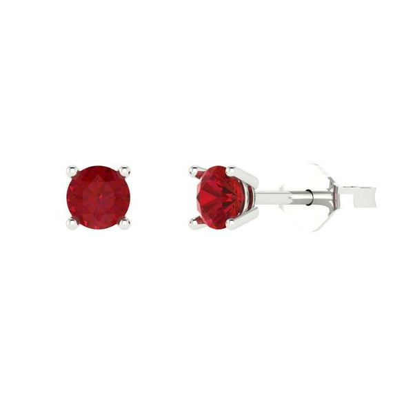 Clara Pucci 0.5Ct Ruby Round Cut VVS1 Push Back Stud 14k Solid hypoallergenic Gold Designer Earrings For July
