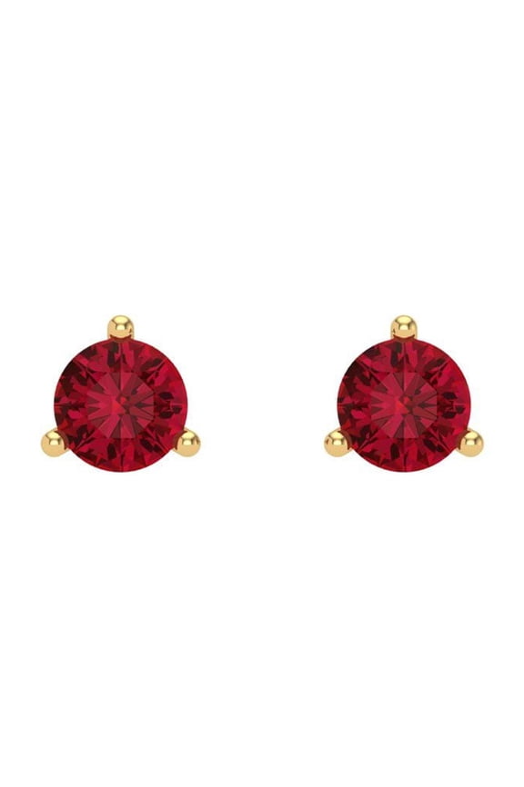 0.5Ct Ruby Round Cut VVS1 Screw Back Stud 14k Solid hypoallergenic Gold Designer Earrings For July