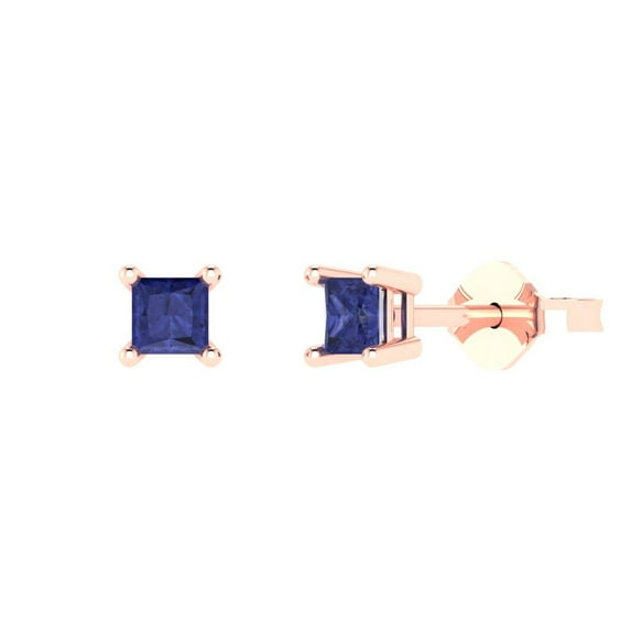 Clara Pucci 0.5Ct Tanzanite Princess Cut VVS1 Push Back Stud 18k Solid hypoallergenic Gold Designer Earrings For December